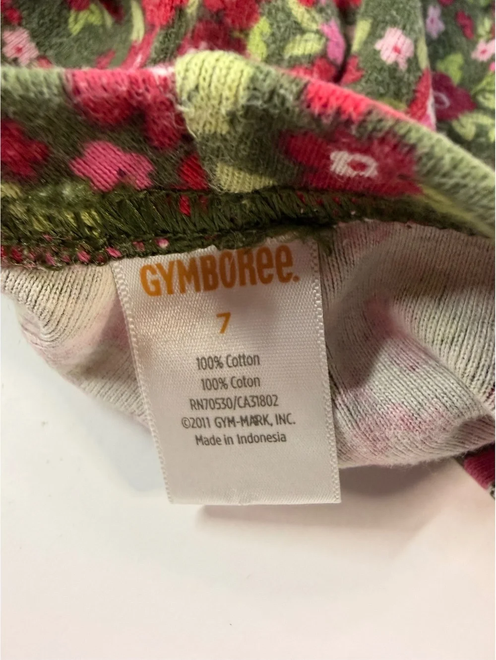 Gymboree Girls Size 7 Olive Green Red Floral Leggings Seasonal